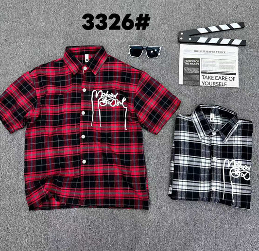 Fashion Line Red Black Check Half Sleeve Imported Unisex Shirt 3326