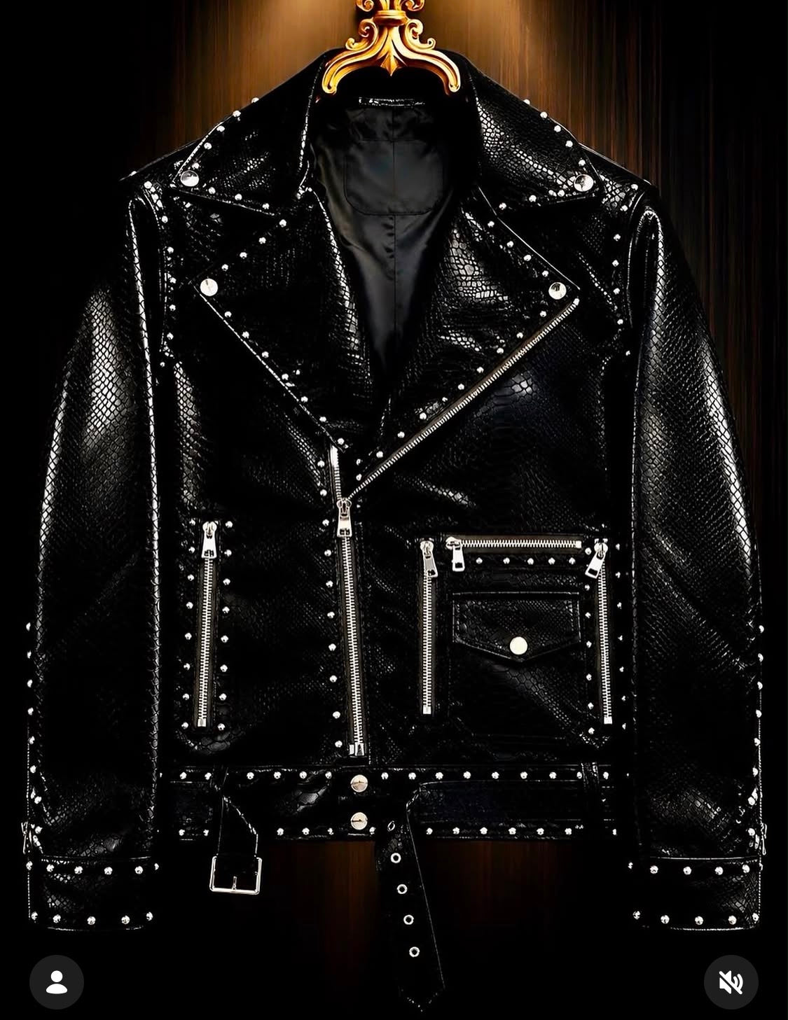 Hot Trousers Black Colour Stud Multy Zip Italian Leather  Imported Jacket 7003-A