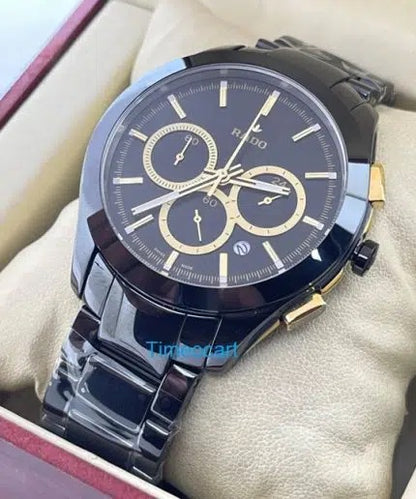 Dar Black Chain Ceramic Gold Dial Men’s Watch 901196