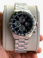 GAT Black Dial Silver Chain Japanese All Chrono Date Working Men’s Watch 990715