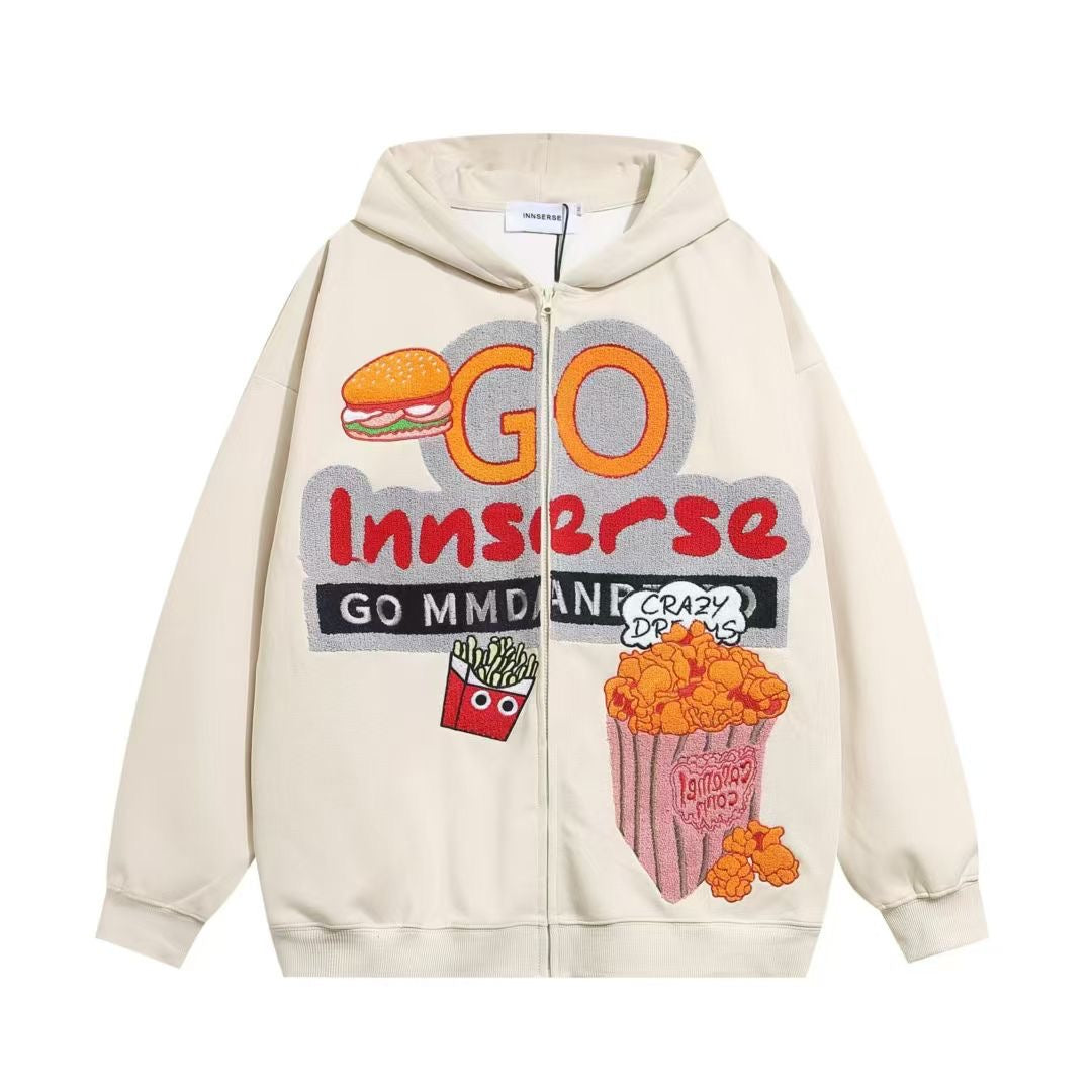 GO Beige Colour With Front Bugger Print Premium Quality Hoodie 652