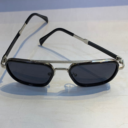 YAM Black Silver Frame Black Shade Sunglass M137 54 17-141
