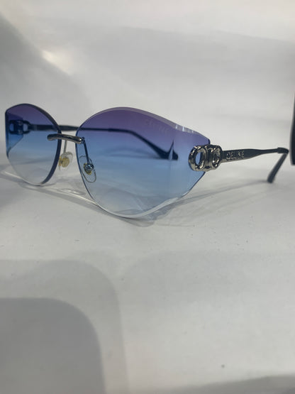 LEC Frameless Trancy Blue Shade Silver Stick Unisex Sunglasses 68084 54 18 142