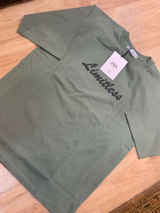 Raz cotton imported T shirts light green Colour drop shoulder Limitless 988669
