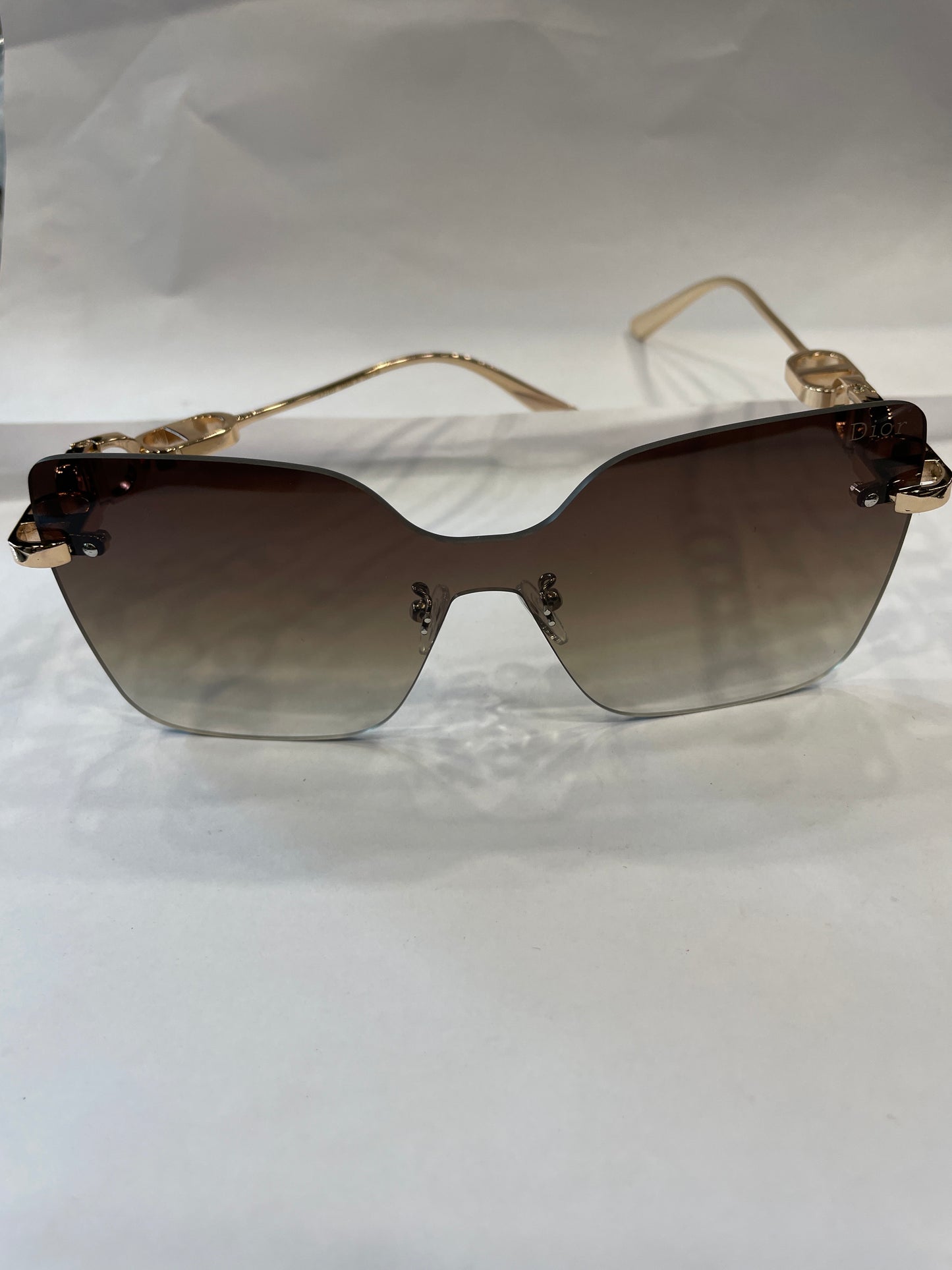 OID Frameless Golden Stick Brown Shade Unisex Sunglasses SUN259