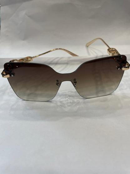 OID Frameless Golden Stick Brown Shade Unisex Sunglasses SUN259