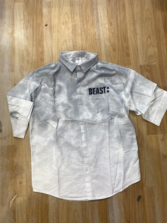 Grey White Beast Vogue Design Shirt Half Sleeve W898