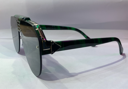 UOL Green Black Frame  Black Shade Green Black Stick Unisex Sunglasses ZS98143 56 17-142