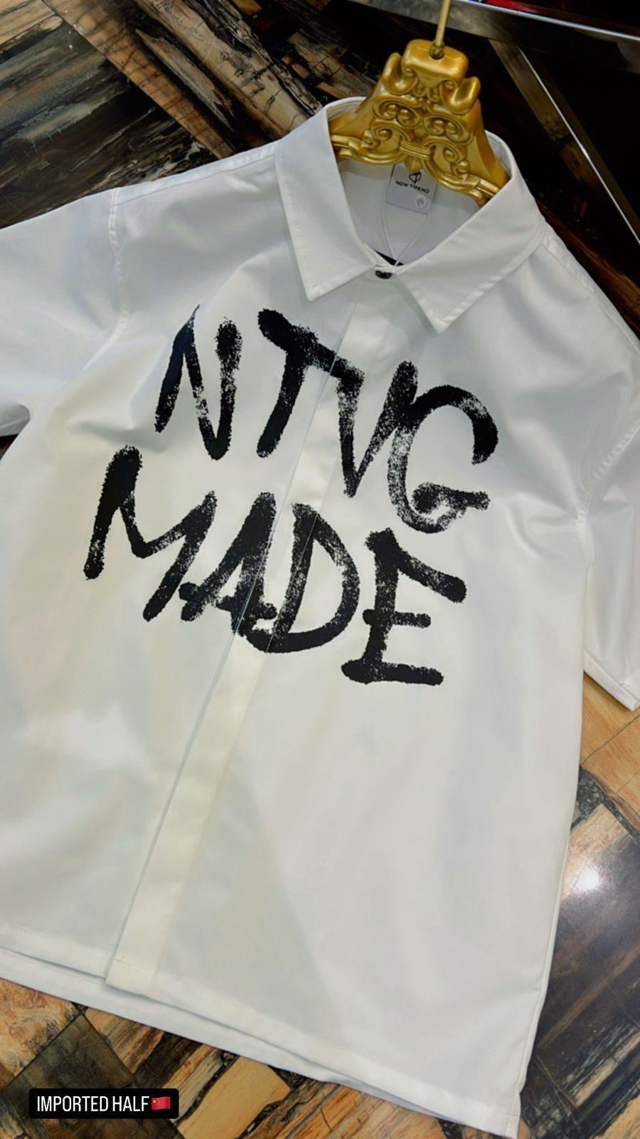 NOW TREND White Colour Printed Premium Quality Half Sleeve Shirt 8404