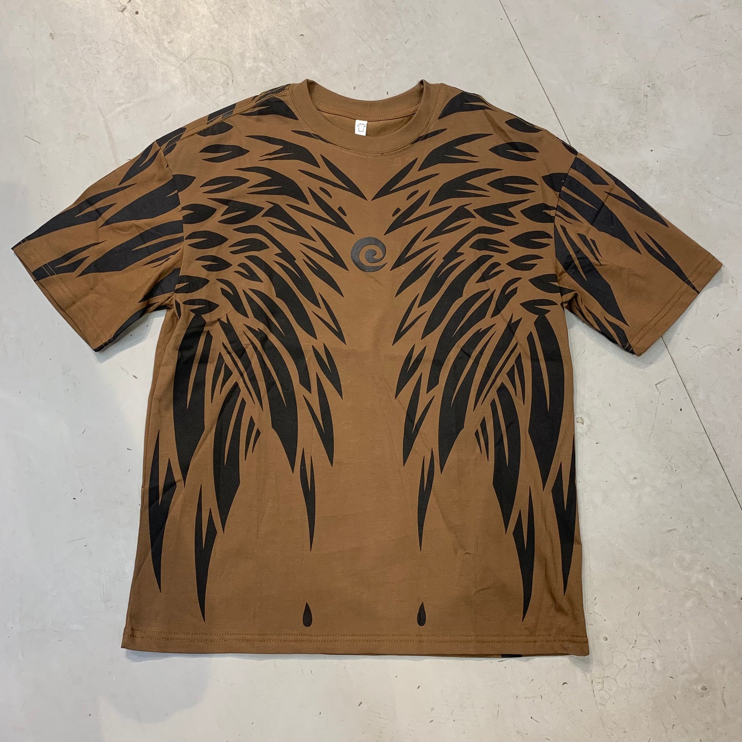 FASHION Brown Colour Black Wings Print With Imported Oversized Unisex TShirt 9004