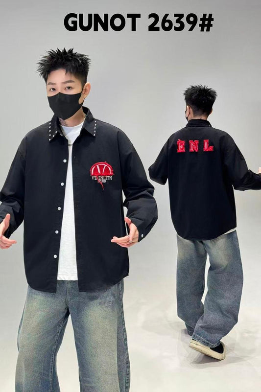 G.N Black Colour Vtaenlitn Pplud Full Sleeve Collar Stud Shirt 2639