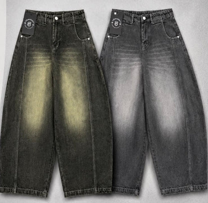 LOC Guest Dark Grey Greenish Shade Barrel Fit Unisex Denim Jeans 990832