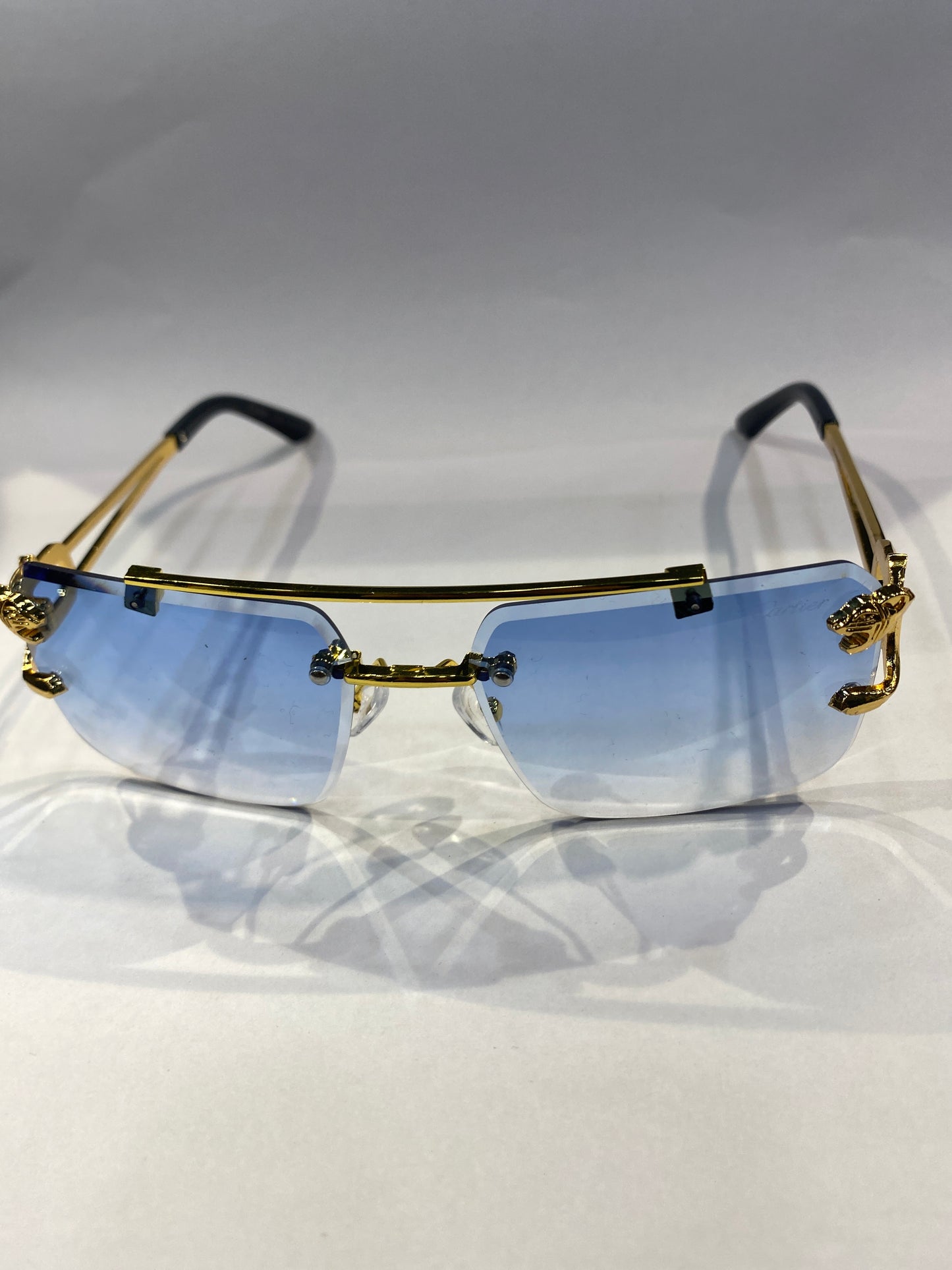 RAC Frameless Golden Black Stick Purple Shade Sunglass SUN 002