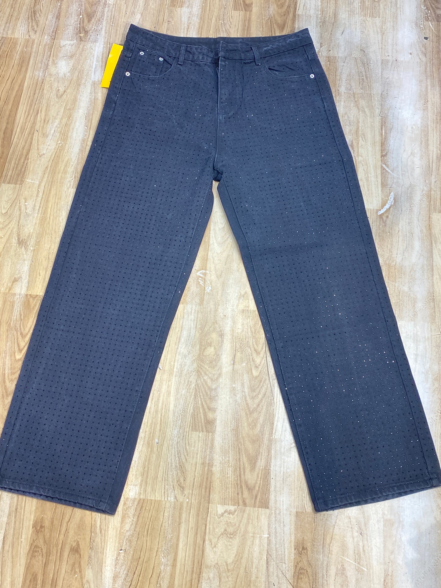 Full Black Stone Work Imported Straight Fit Jeans Y275