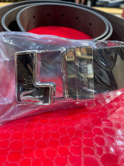 CAL LAC Black Dark Brown Reversible Strap  Black Silver Men’s Belt 989908