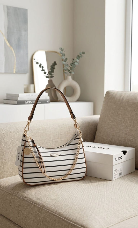 ALD DLA White Colour Black Lining Premium Quality Ladies Sling Bag S-8965