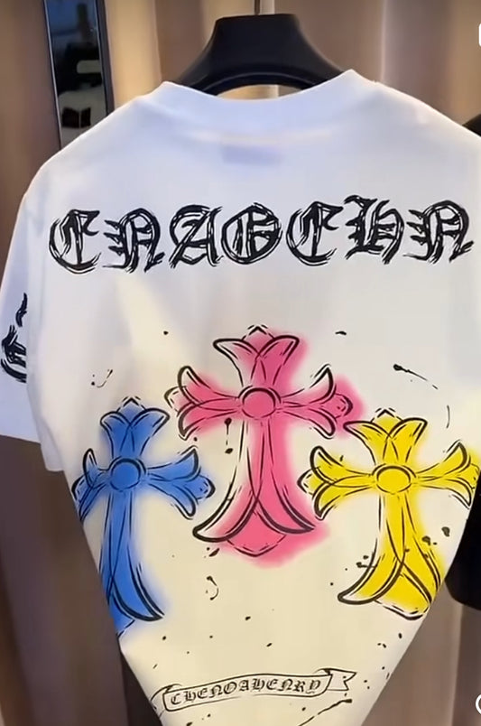 Luyimengkou White Colour Chr Rhc Back Print Imported T-Shirt 134