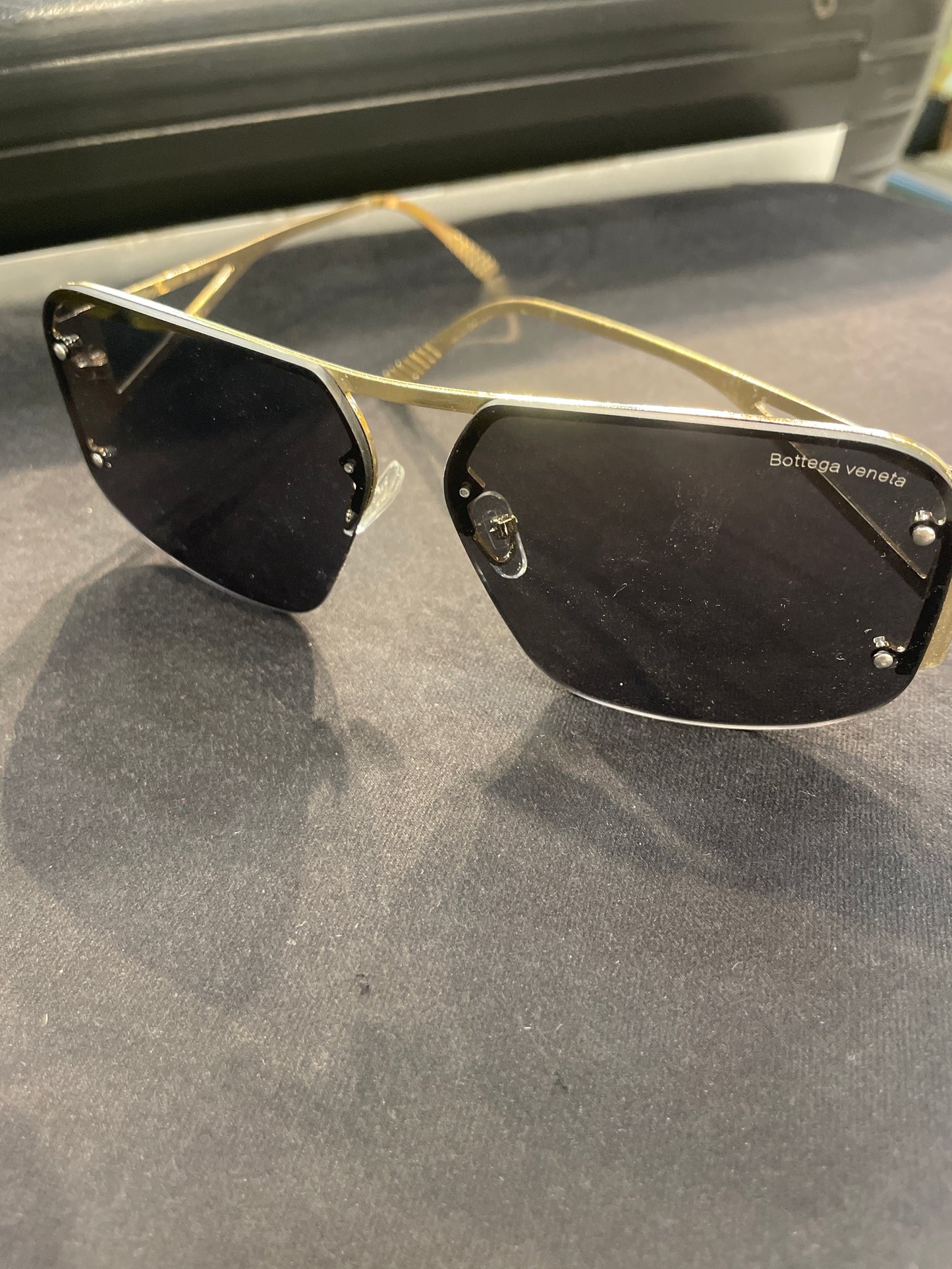 TOB BOT Golden Frame Black Shade Unisex Sunglass SUN191