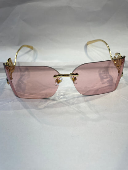 LOD LOD Frameless Golden Stick Pink Shade Unisex Sunglasses SUN258