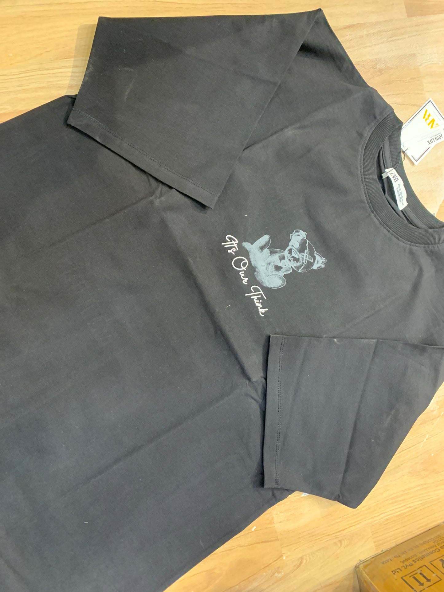 Raz cotton imported T shirts Black Colour drop shoulder Its Our Think 988672