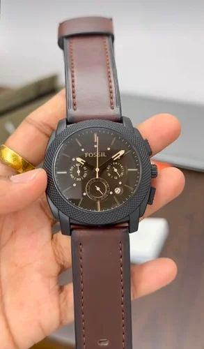 Sof Brown Strap Brown Copper Dial Chronograph Working Man Watch 990460