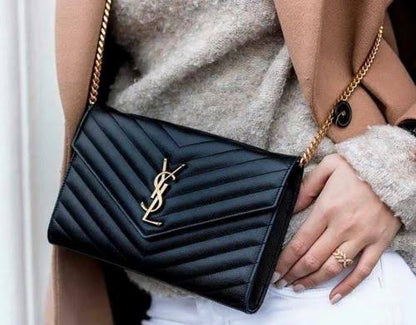 Lsy YSL Logo Black Gold Sling Side Ladies Bag 3078