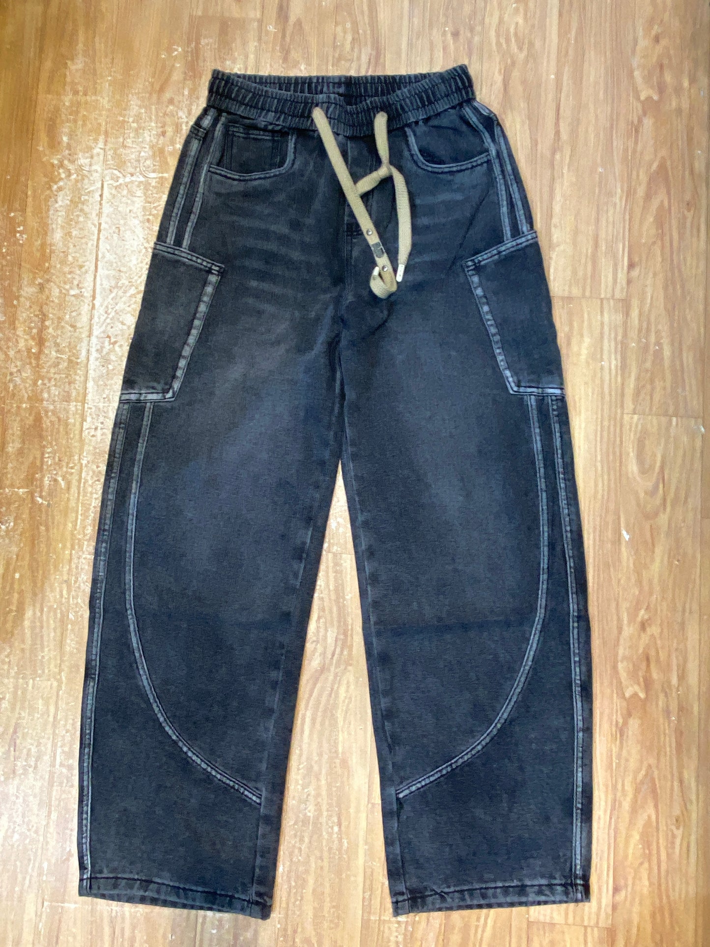 L.Q.D Homme Dark Grey Faded Colour Four Pocket Baggy Fit Unisex Jogger Pant 8950
