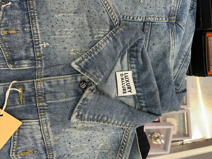 LDA Chr Rhc Blue Colour Stone Work Full Sleeve Denim Jacket 1070