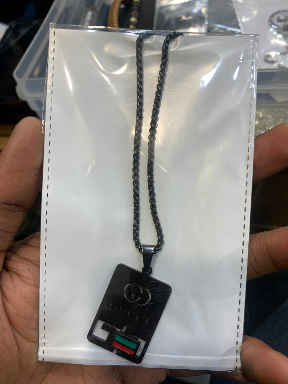 CUG Stainless Steel Black Chain Premium Quality Imported Unisex Neck Pendent 22584