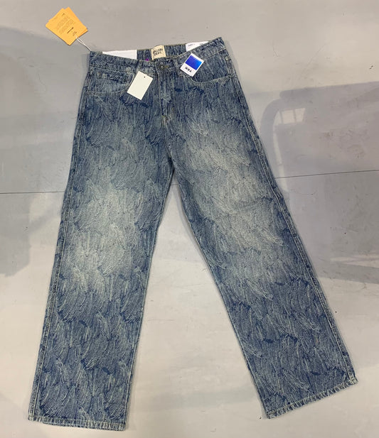 LAG GAL Faded Blue Premium Quality Designer Straight Baggy Fit Jeans 725F