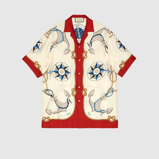 LDA Orange Cream Blue Half Sleeve Men’s Shirt 989614