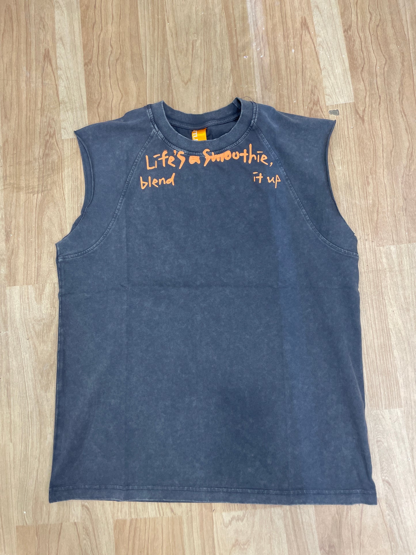 OUTLIER Grey Colour Life’s a smuuthie, blend it up print Premium Quality Tank Top OL 492