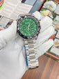 Sob Silver Chain Black Ring Green Dial Chronograph Working Men Watch 901516