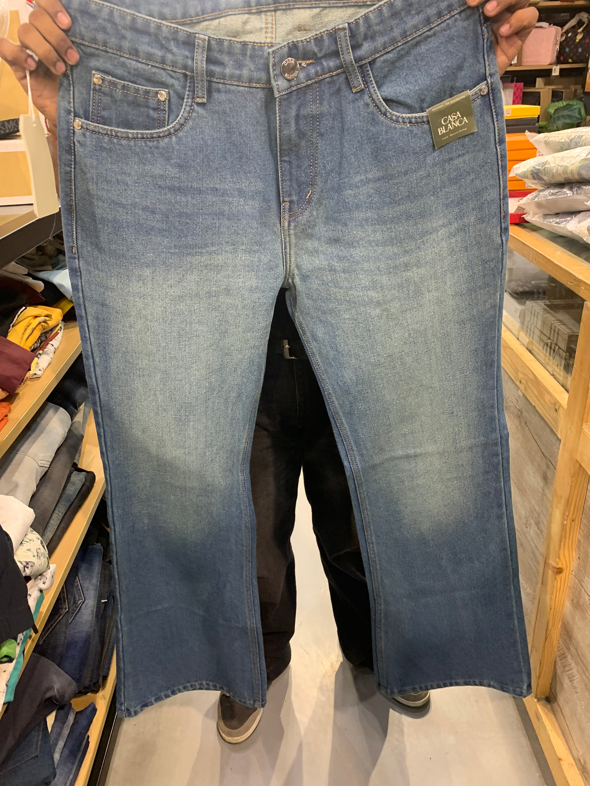SAC CAS Light Blue Colour Greenish Shade Premium Quailty Bootcut Fit Imported Jeans 11-A