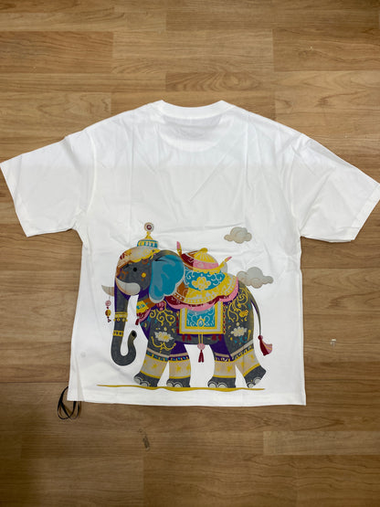 MEEFANYUON White Colour Back Print Premium Quality Round Neck Unisex T-Shirt 0033