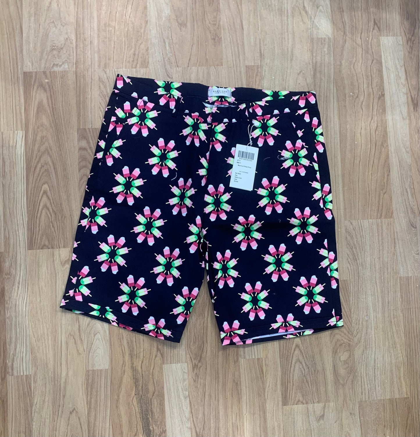 ZR RAZ Navy Blue Colour with Ice Cream Print Premium Quality Cotton Shorts 99931