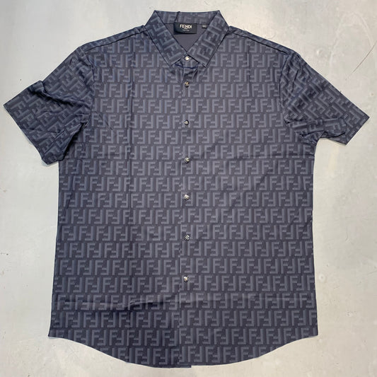 NEF FEN Black Colour FF Printed Half Sleeve Stichless Strachable Men’s Shirt 76863