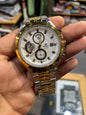 IDE EDI Silver With Golden Chain White Dial Chrono Mens Premium Watch 990517