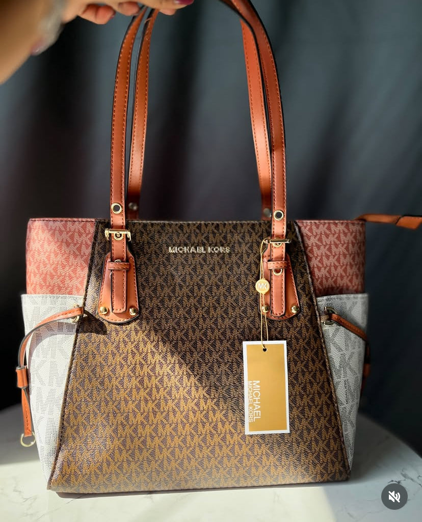 CIM MIC KM Print Brown Rust White Colour ladies Tote Bag 46161