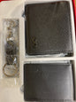 REF FER Black Colour Leather Men’s Wallet Card Holder & Key Chain Gift Combo Set 991359