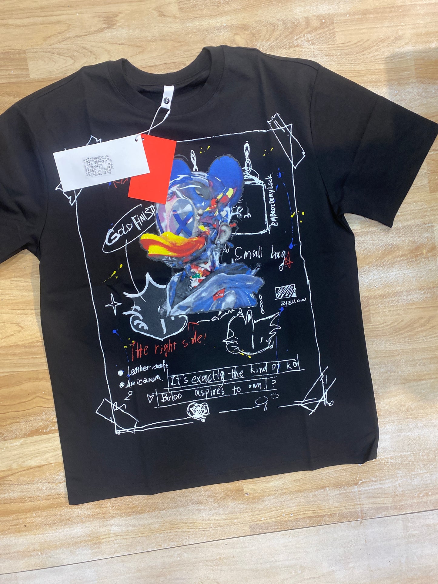 Duck Print Black T-shirt D004