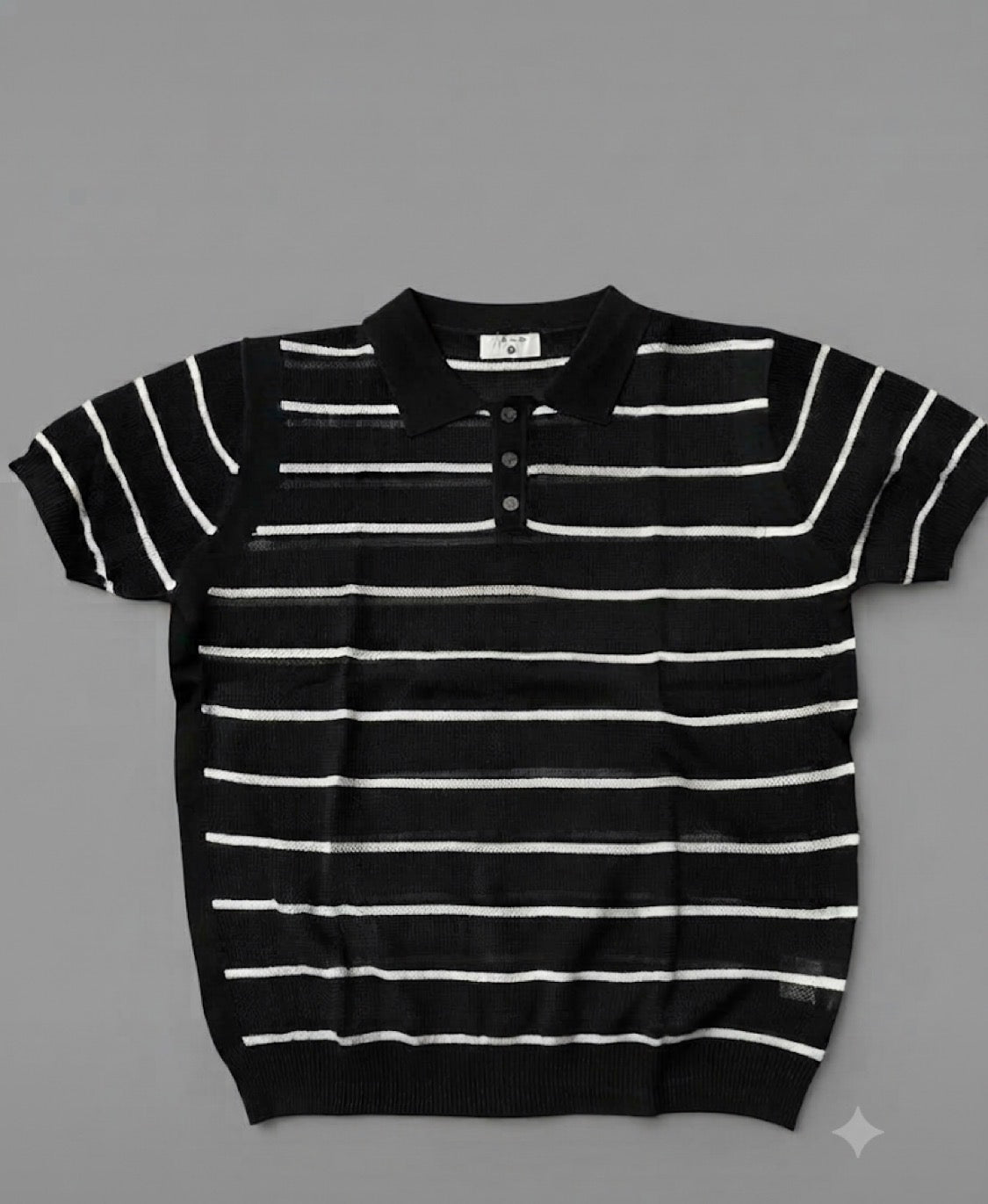 Men Stylish Black Colour White  Lining Knitted Premium Quality Unisex Collar T-Shirt R86039