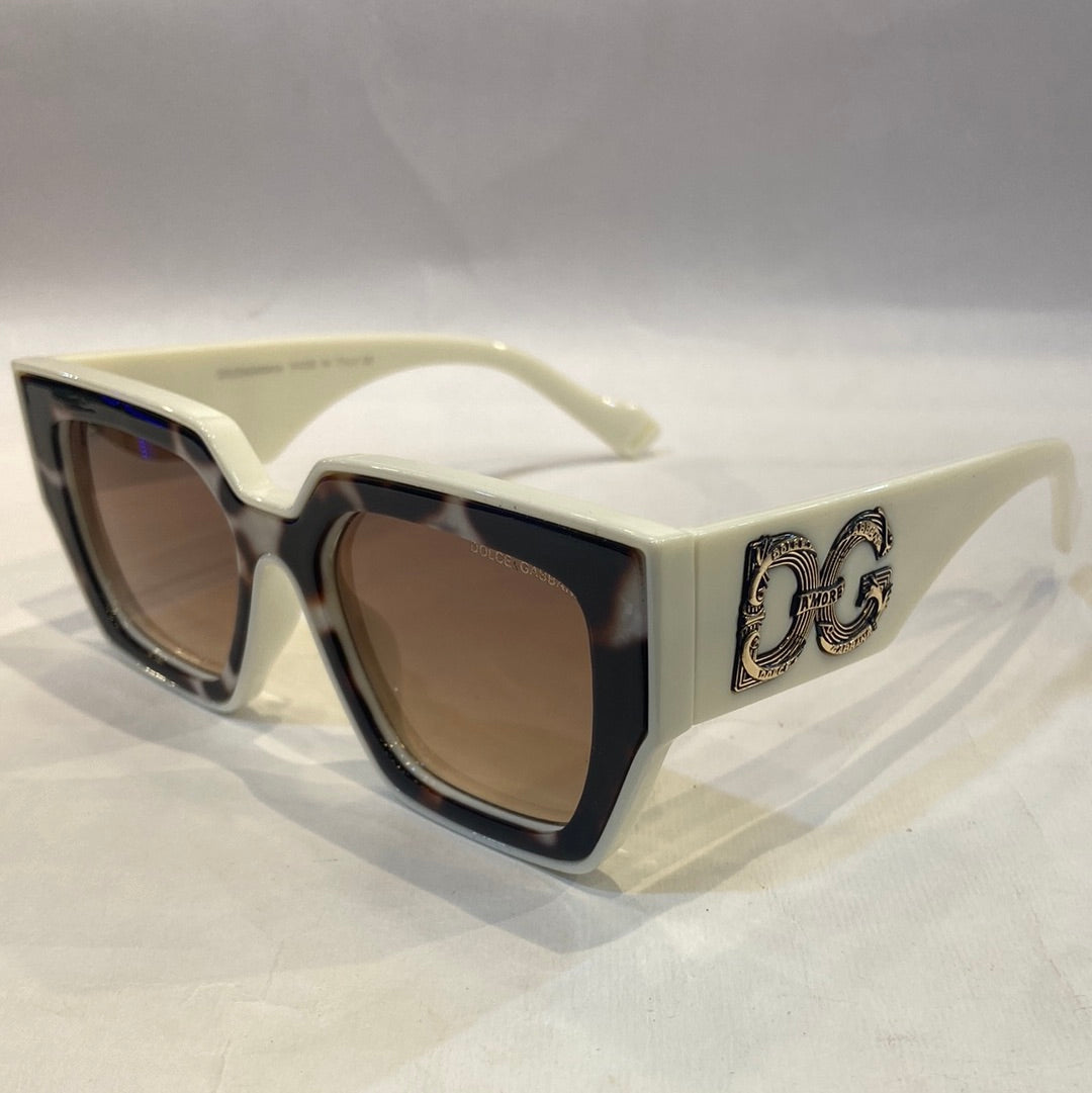 LOD DG White Leopard print Frame Brown Shade Sunglass 8291 57 18-142
