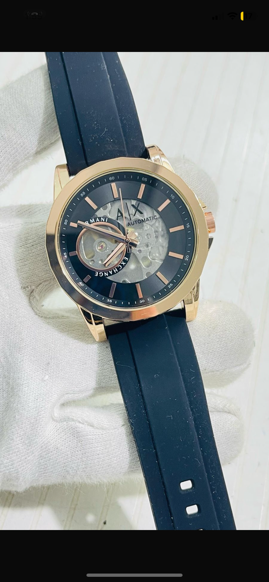 MRA Black Strap Golden Ring White dial Automatic Men’s Watch 989512