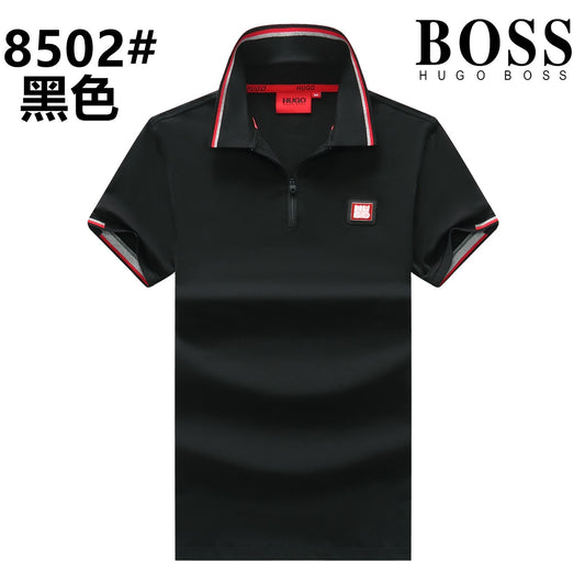 SOB Black Colour With Zipper Premium Quality Collar Tshirt 8502