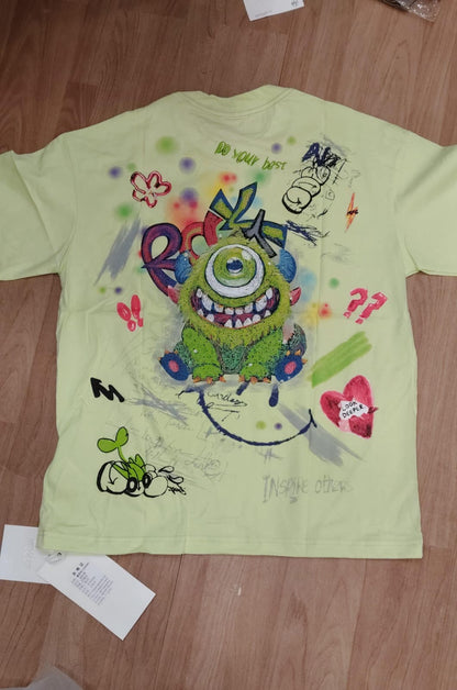 LOVASSI Green Colour Back Print Premium Quality Round Neck Unisex T-Shirt 9001