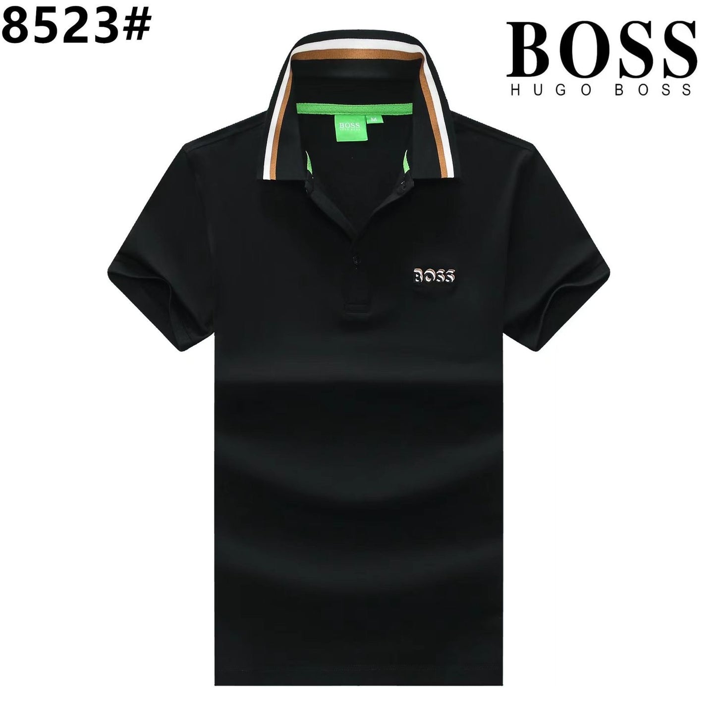 SOB Black Colour With Logo Embroidery Premium Quality Collar Tshirt 8523