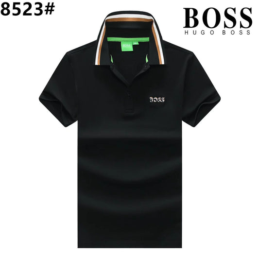 SOB Black Colour With Logo Embroidery Premium Quality Collar Tshirt 8523