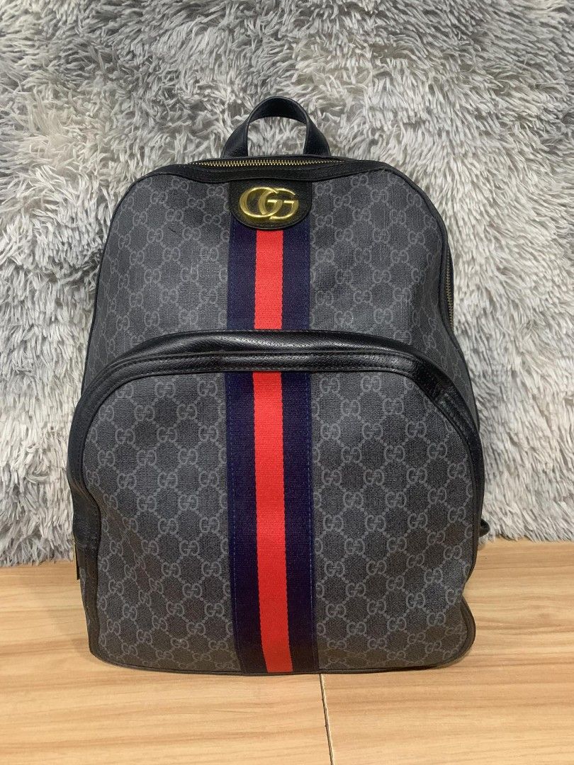 Cug Multi Colour Gg Print Blue/Green Red Strip Unisex Backpack G2380