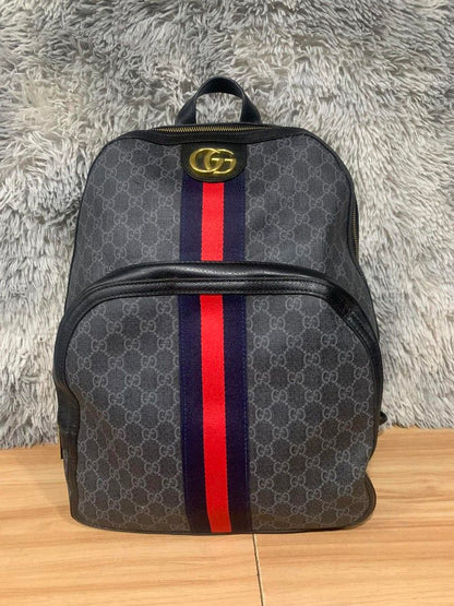 Cug Multi Colour Gg Print Blue/Green Red Strip Unisex Backpack G2380